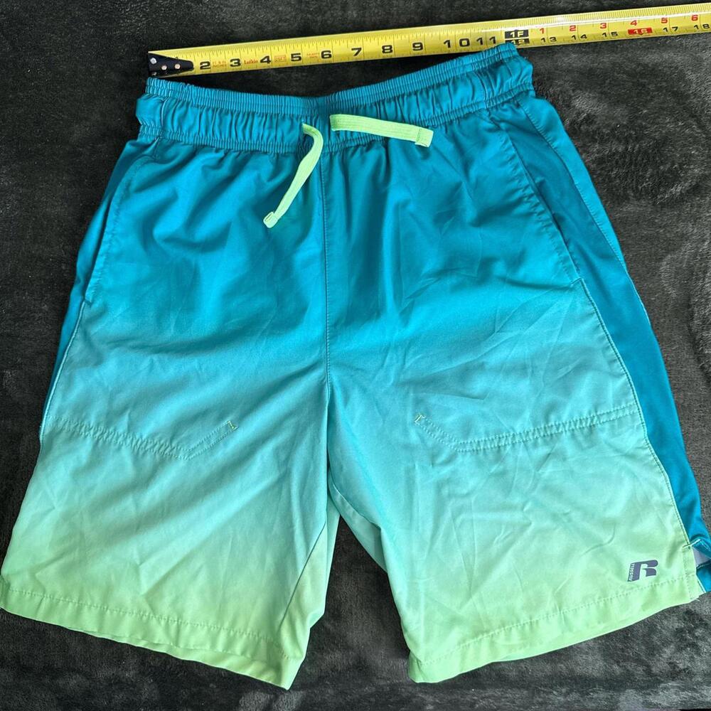 Russell Athletic Kid's Green and Multi Swim-briefs-short